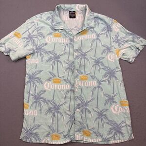 Corona Extra Beer Hawaiian Button Up Golf Polo Beach Classic Men's Shirt 38/40